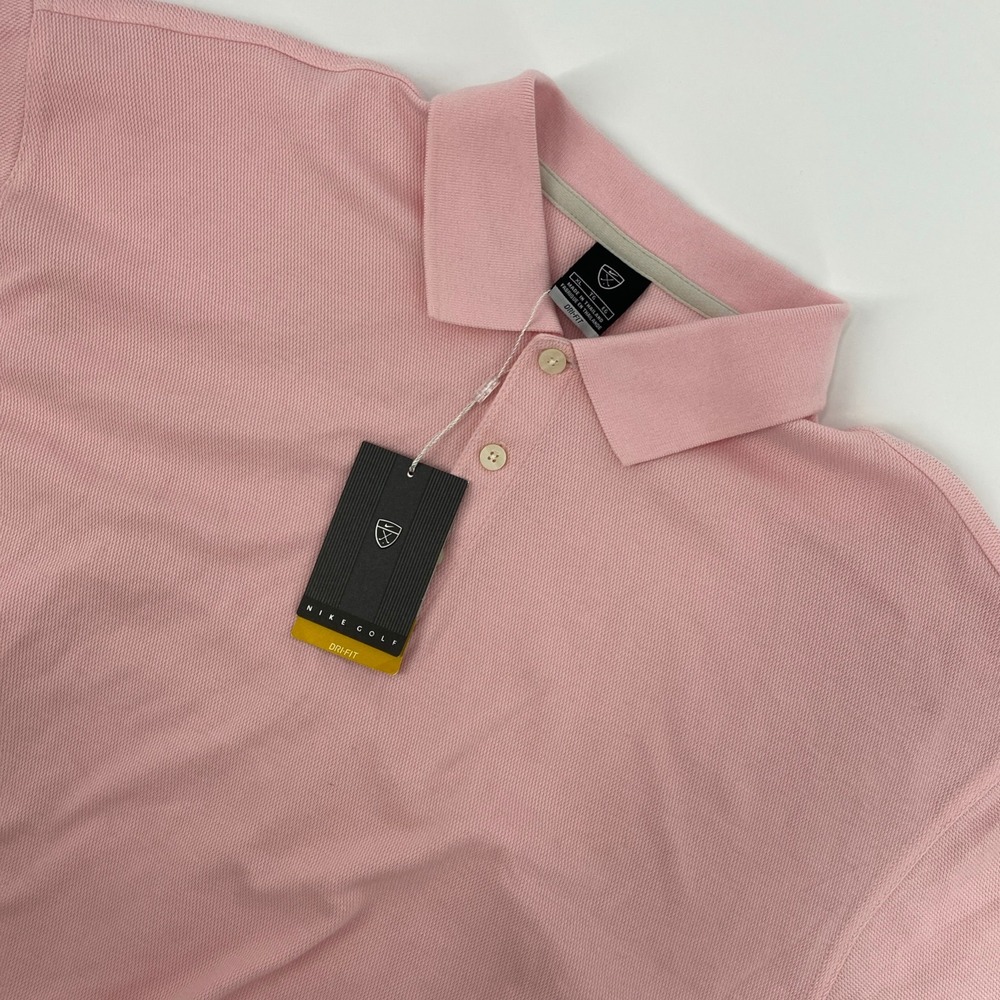 NEW Nike Golf Polo Shirt Mens XL Pink Dri FIT Pique Posh Preppy Sport Summer